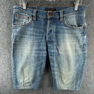 Nudie Jeans Denim Shorts Jorts Dude Dan Highlights Cotton Stretch ACTL 31X12